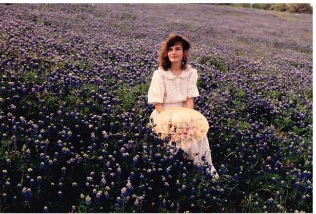A Special Dress made by my Grandmother from a cotton eyelet ditsy floral print. 