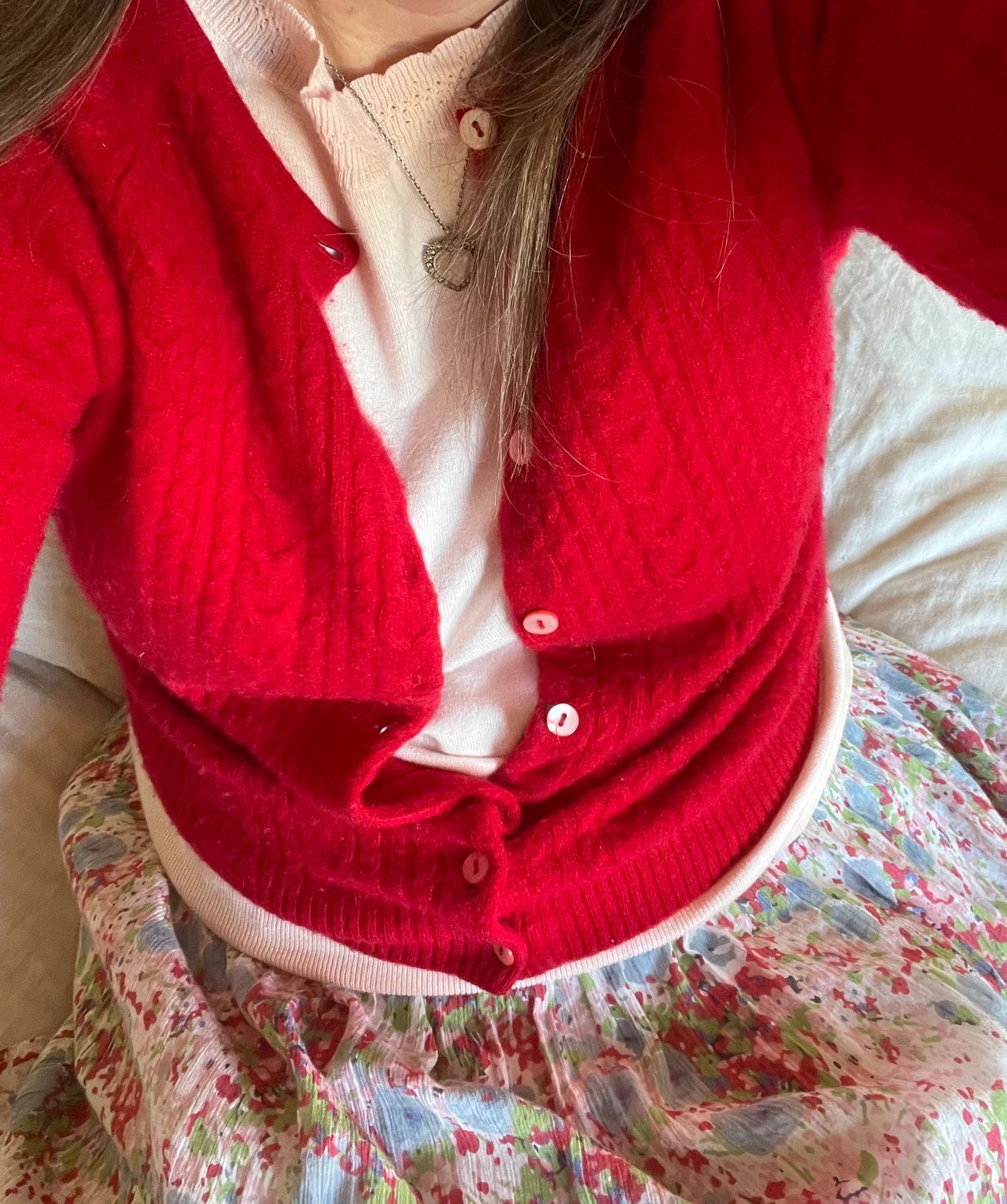 Vintage Beauty: Ralph Lauren Cotton Lawn Painterly Floral Print Tiered Skirt