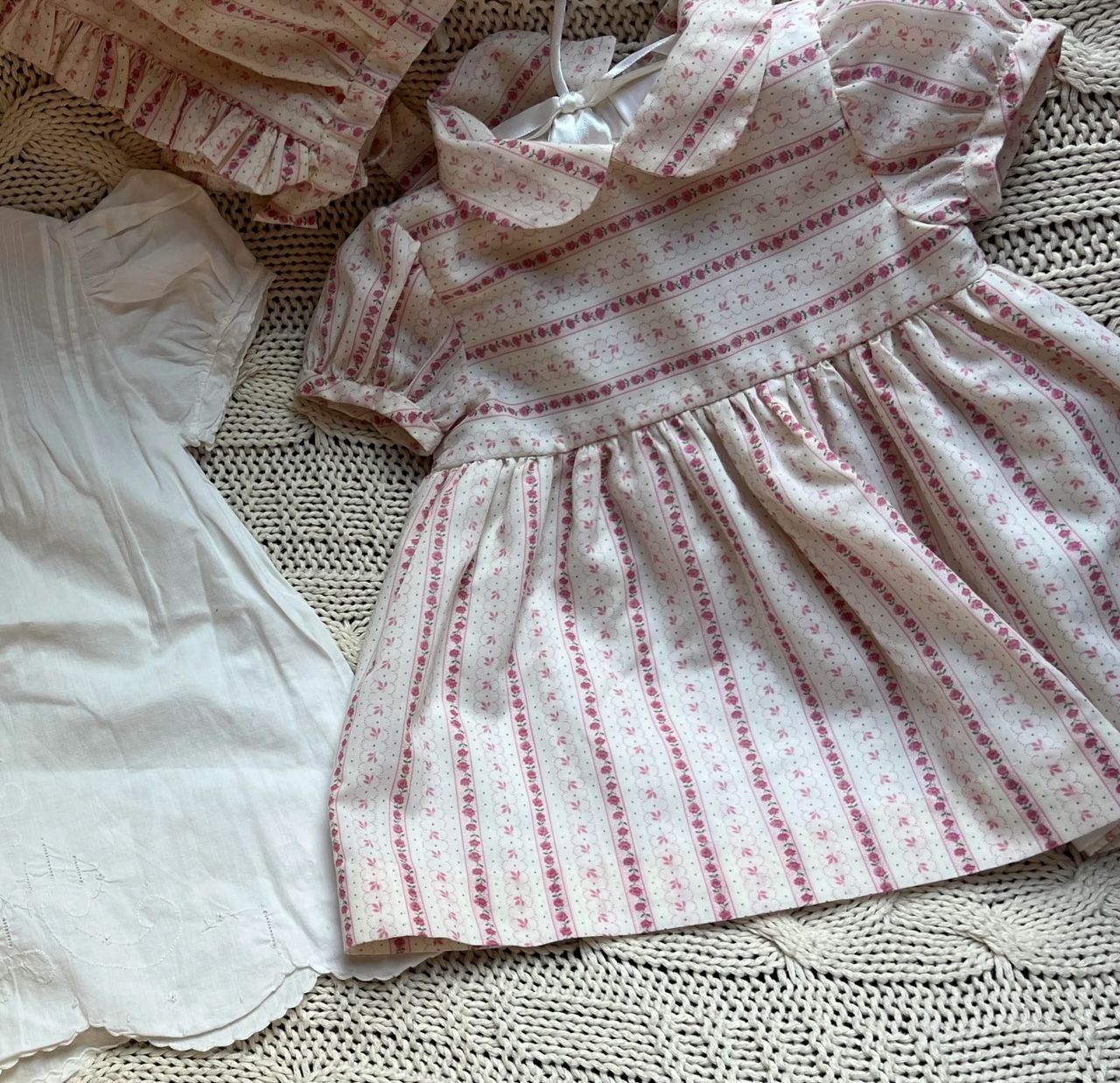 Berry Colored Regency Style Size 3 month Baby Dress and Bonnet With Peter Pan Color 