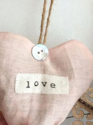A pink linen heart that I made one year for Valentines Day!
