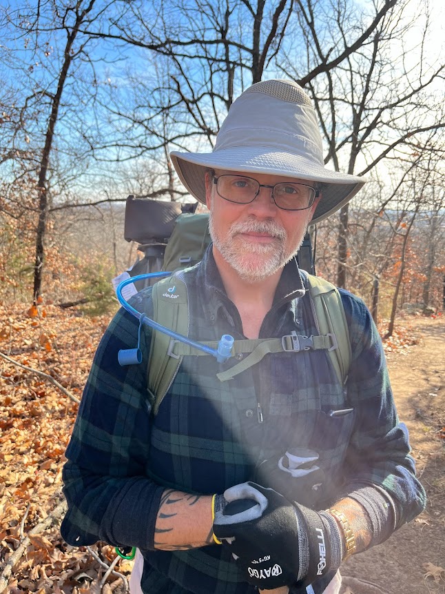 Kent is wearing The Hiker Hat by Tilley, at Ancient Forest, Oklahoma